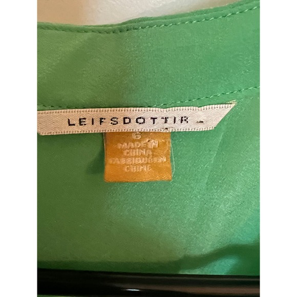 Leifsdottir Anthropologie Silk Sleeveless Front Pockets Mini Kelly Green dress 6 - Picture 5 of 11